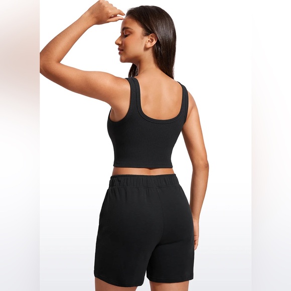 Ribbed U Neck Build-in Bra Tanks - Picture 2 of 5